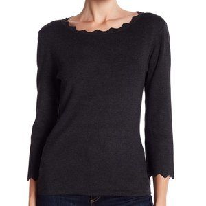 Philosophy Apparel Scallop 3/4 Sleeve Sweater -NWT